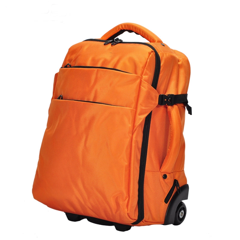 Water Resistant Carry-on Trolley Luggage Business Backpack with 2 Wheels and Laptop Holder